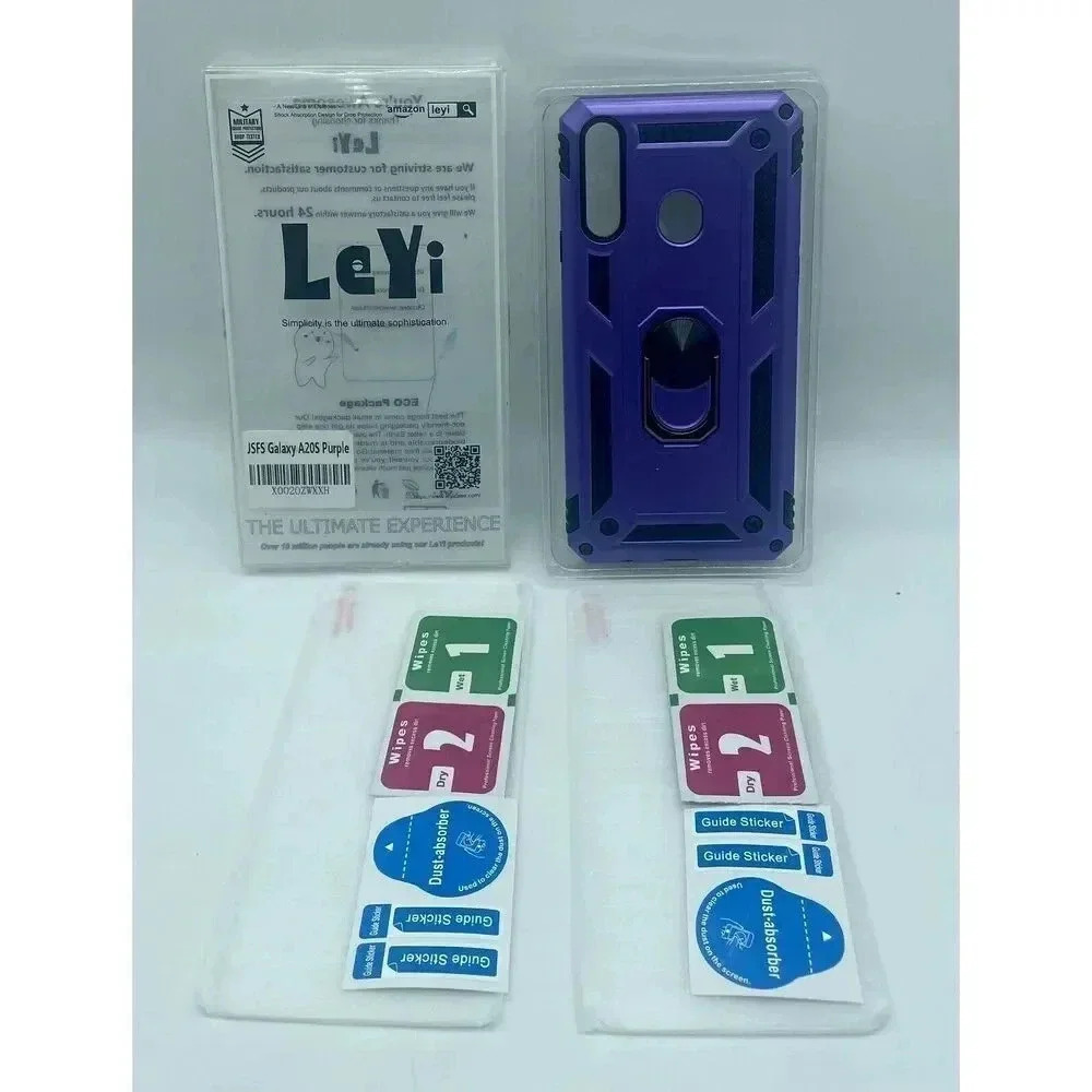 LeYi Kickstand Case for Samsung‎ A20S Magnetic 2 Screen Protectors Rugged Purple